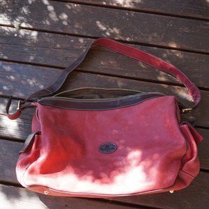 Italian Terrida Tangaroa Red Leather overnight weekender duffle carryon bag